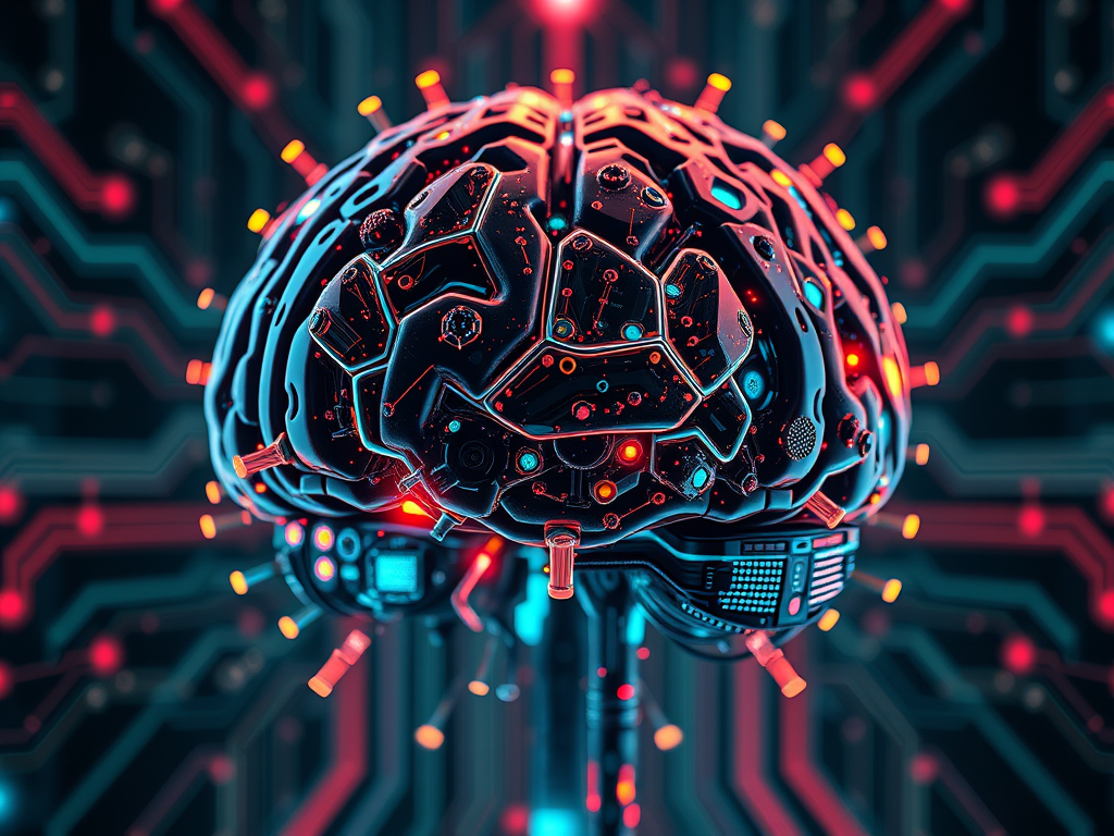 Cervello biomeccanico su sfondo digitale: simbolo dell’intersezione tra neuroscienze e innovazione tecnologica sostenibile.