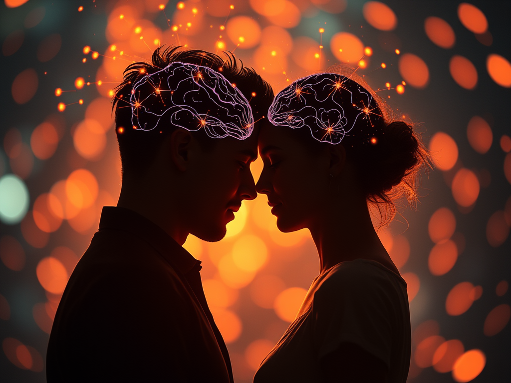 Connessione neurale tra due individui innamorati