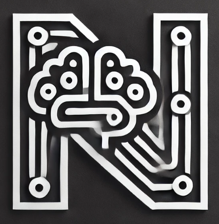 Logo minimal con lettera N e circuito cerebrale, Neuroimpresa